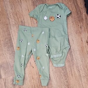Mud Pie Green Sports Bodysuit and Pants Set